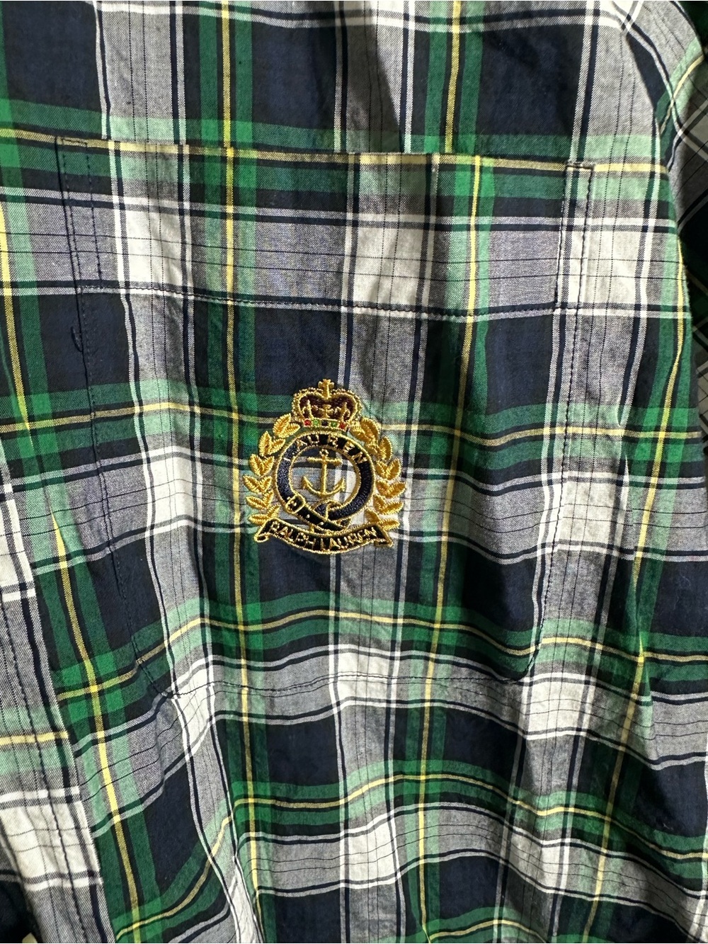 Lauren Ralph Lauren Plaid Button Down Shirt Women's Size 4 Green Tartan Cotton - Picture 3 of 6